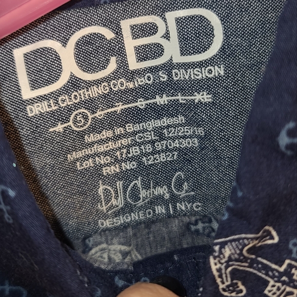 Drill Clothing Co. navy cotton shirt marine print US 5 - Picture 3 of 5